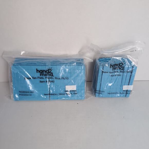 Hand 2 Mind Base Ten Flats Rods Blue Plastic Manipulatives Homeschool 5542 5532 - Picture 1 of 7